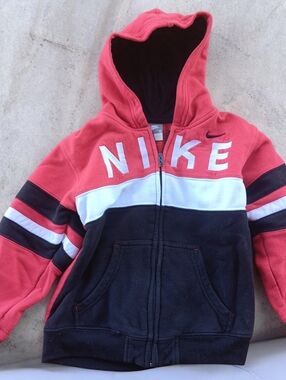 Nike Kids Red, Black & White Hooded Zip Sweatshirt